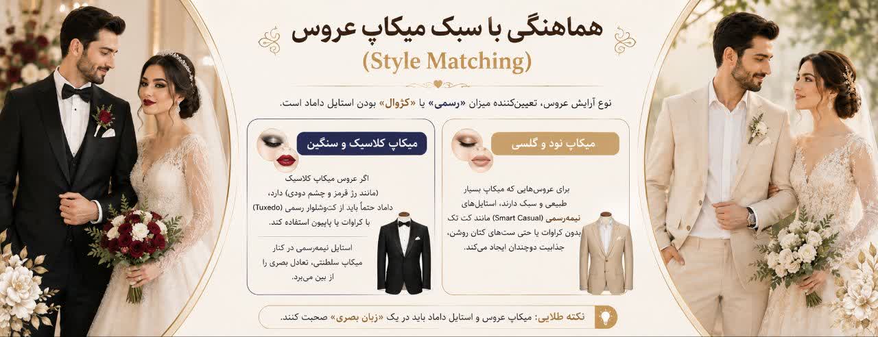 هماهنگی با سبک میکاپ عروس (Style Matching) هماهنگی با سبک میکاپ عروس (Style Matching)